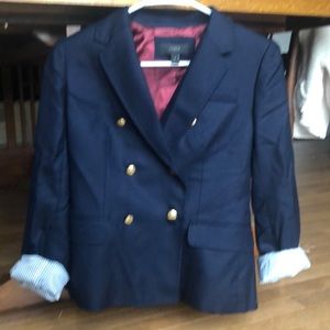 Navy blazer with gold buttons